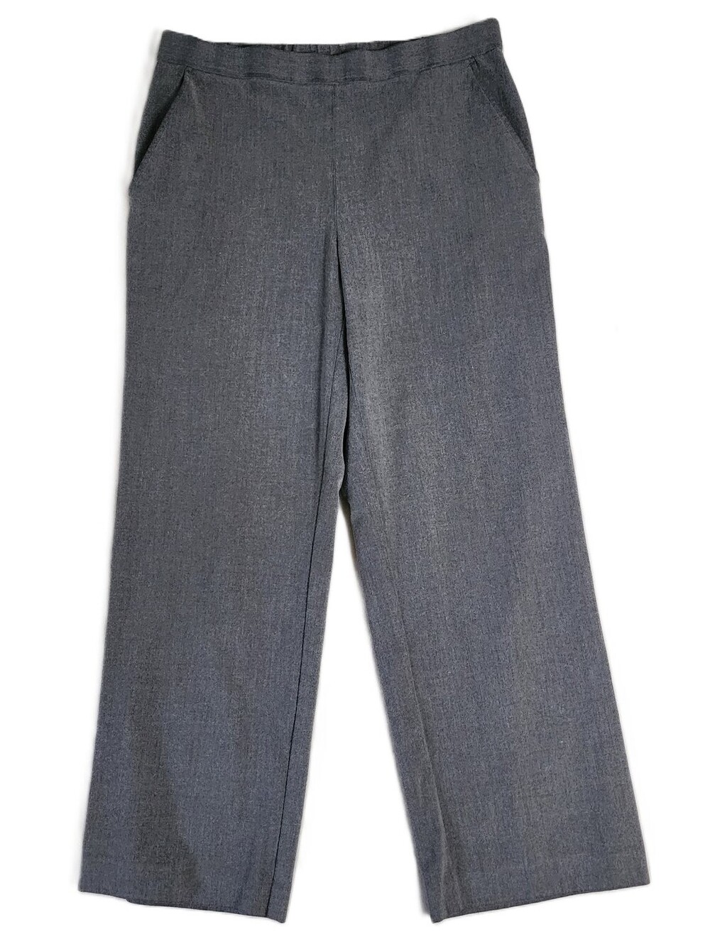 Sag Harbor Petite 8P Gray Stretch Pull-On Wide Leg Pants Elastic Waist
